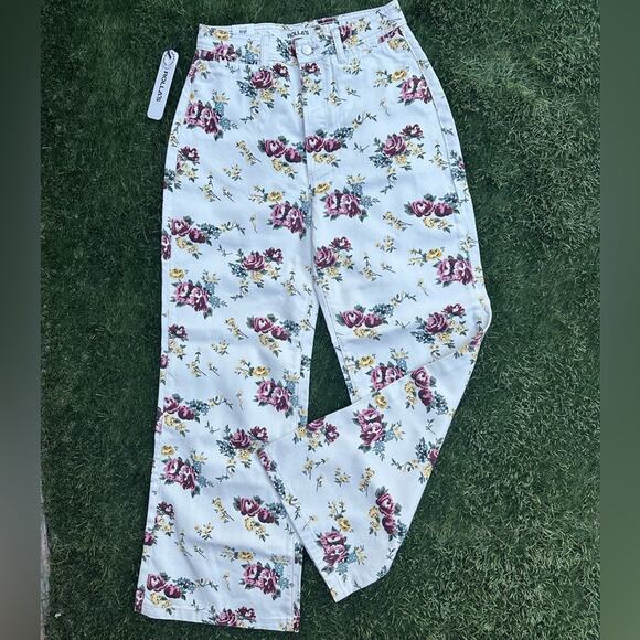 NEW Rolla's Sailor High-Rise Crop Wide-Leg Jeans Floral Print Boho Flare Pant 27 - Picture 1 of 10